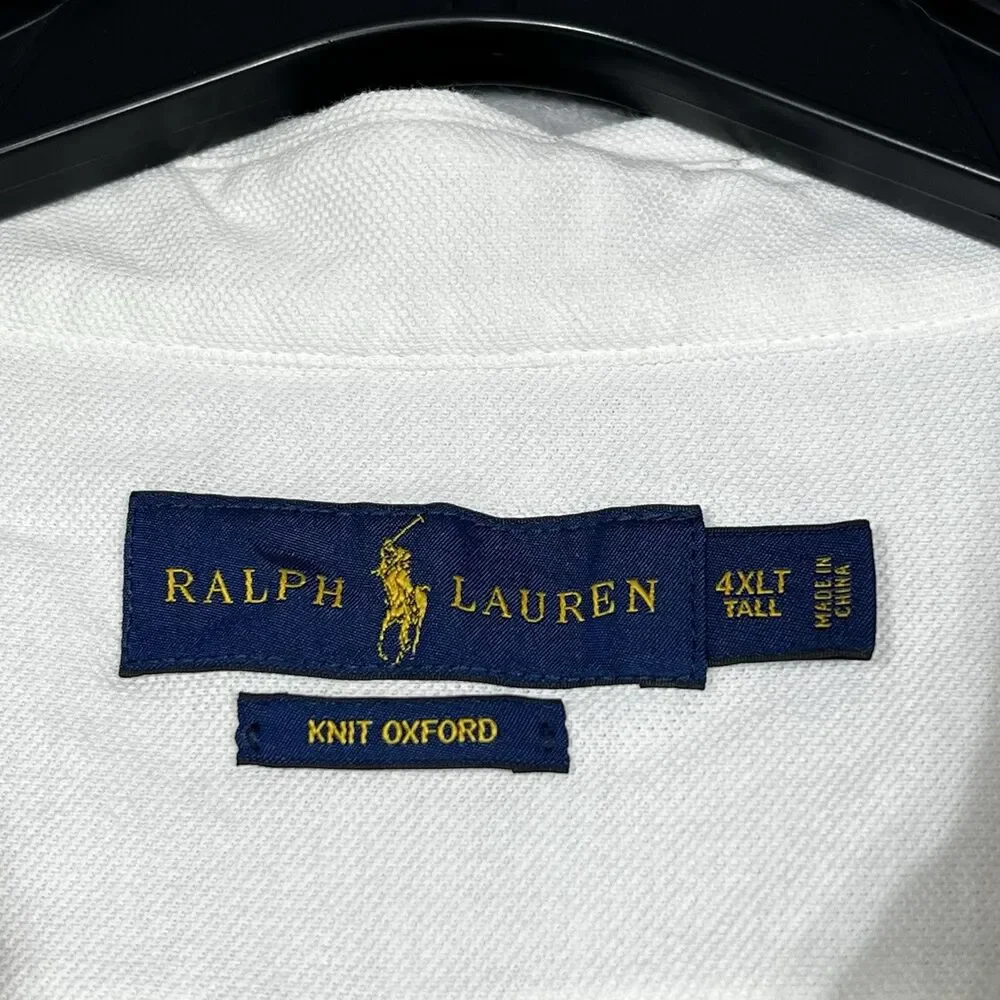 Ralph Lauren Knit Oxford Polo Shirt Men 4XLT Tall White Short Sleeve Cotton